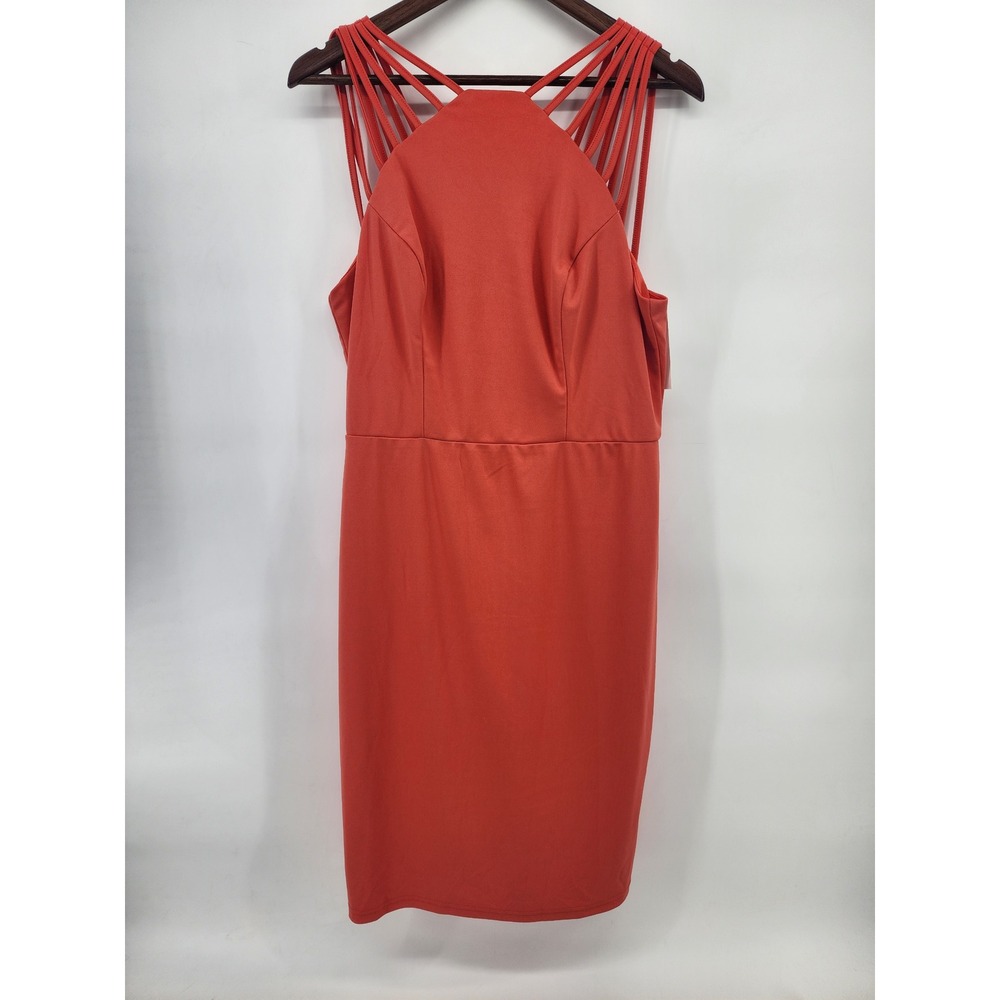 Grace Karin Womens Orange Strappy Cage Neck Bodycon Cocktail Dress‎ Size L NEW